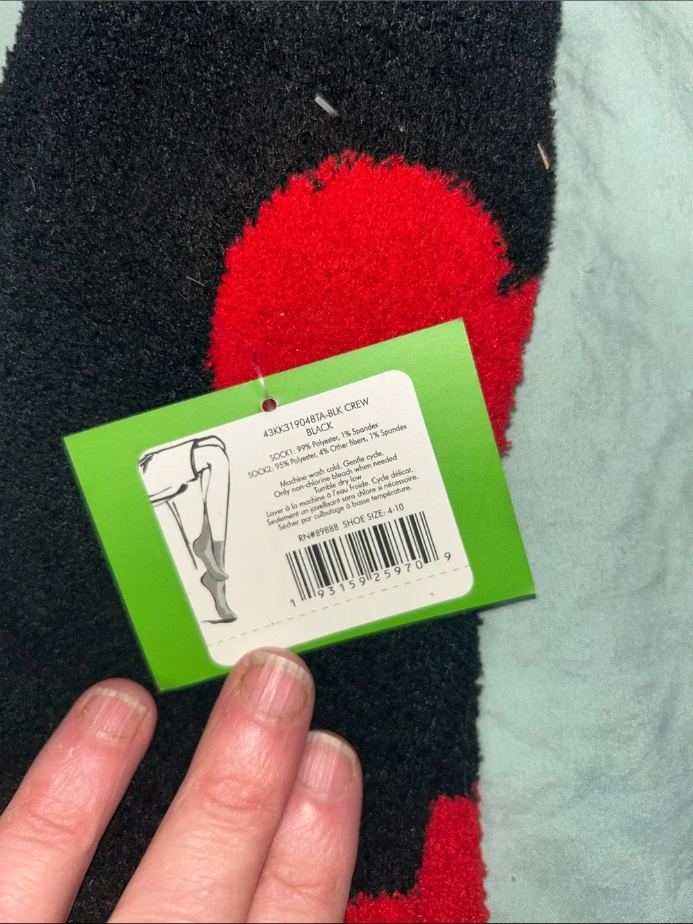 Kate Spade Black & Red Heart Grip Socks